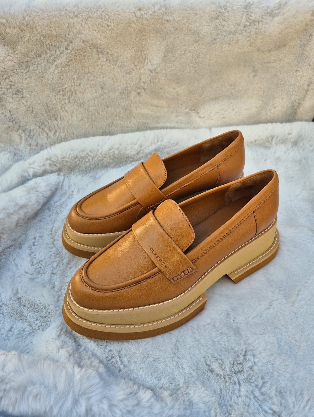 Clergerie Banel Platform Loafers 38/7.5 Handmade Leather Brown